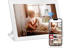 DISAENVIR Digital Photo-Frame 10.1 Inch HD IPS Digital Picture Frame WIFI with TouchScreen & 32 GB Storage, Electronic Smart Photo Frame with Calendar/Auto-Rotate/Moment of Contact, White