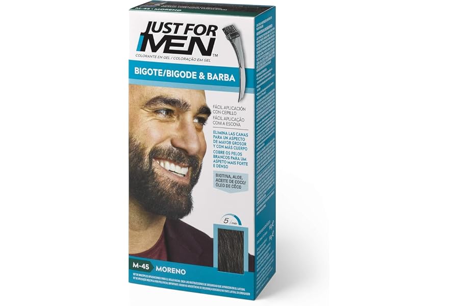 Just For Men Tinte Colorante En Gel Para Barba Y Bigote. Con Aloe y Aceite de Coco, para una Barba Sin Canas y con Aspecto Má