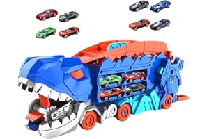LUWECF Dinosaur Truck Eating Cars Toy Transport Truck Carrier Cars for Kids Toys Boys Toys Dinosaur Toy Car Dinosaur Slide Toy Set Dinosaur Car Vehicles Game Gifts for Kids Boys Age 3 4 5 6 7, 12 Mini Cars