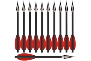 HUNTSPM 6.3" Mini Crossbow Bolts Carbon Crossbow Arrows with Sharp Broadhead Tips Hunting Arrows Pistol Crossbow Bolts for 50-80lbs Mini Crossbow Precision Target Practice Hunting Shooting