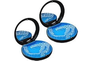 Maoerdental 2 Pack Aligner Case with Mirror,Convenient Retainer Case for Invisalign Aligners, Night Guards, and Mouth Guards (2PCS Black Outside Blue Silicone)