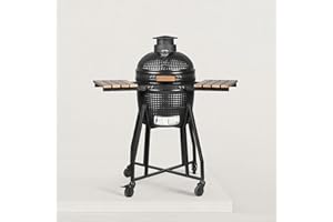 FOREST GRILL Kamado Forest-Grill M 16" Modèle Medium : facile à déplacer (41 x 59 cm) Inclus : 2 plateaux en bois rabattables Diamètre de la grille : 34 cm
