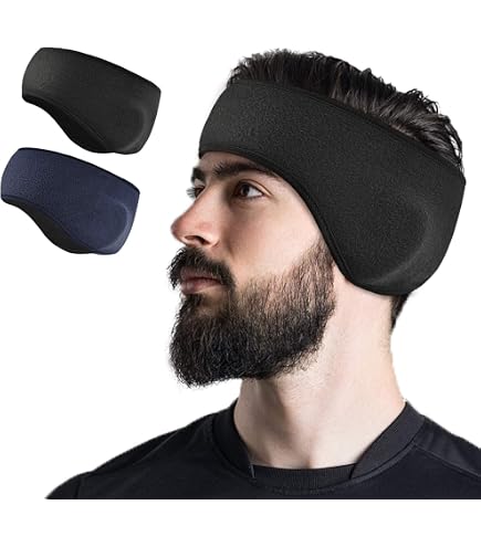 Cache-Oreilles Bandeau Hiver - Molletonné, Léger - Pour Sport (Yoga, Running, Cyclisme) - Unisexe - Couleur Gris/Cyan