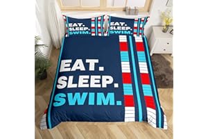 LOUSSIESD Zestaw pościeli dla dzieci, pływak, sporty wodne, zestaw pościeli dla chłopców, dziewcząt, nastolatków, pływanie, kołdra, zestaw 2 szt. pojedynczy rozmiar
