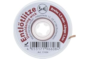 SeKi Przewód odsysający 1,5 mm – do usuwania cyny lutowniczej o długości 1,5 m; wysoka moc ssania; rozlutowywanie; żyłka ssąca