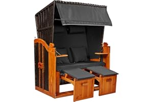 Webavita Strandkorb Ostsee Pinie - FSC 100% für Balkone Terrassen Wintergärten Garten Lounge inkl Schutzhülle