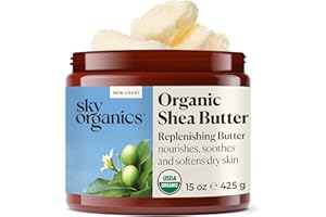 Sky Organics - Beurre de karité biologique, 15 oz - Nourrit, apaise et adoucit la peau sèche - Brut et non défini - Acides gras essentiels et antioxydants - Naturel, végétalien - Soins de la peau