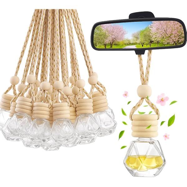 Lot De 20 Diffuseurs D'huiles Essentielles De Voiture à Suspendre Pour Désodorisant De Voiture - Flacons Vides En Verre Rechargeables Pour Aromathérapie - Décoration D'intérieur (style Rose