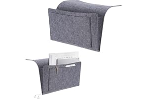 JOZMMZEOOA Bett Organizer zum Einhängen 20×32cm Filz Betttasche zum Einhängen 5 Fächer Organizer Bett Hängend Sofa Bettasche Bett Aufbewahrungstasche Tasche Hängen für Handy Zeitschriften (Grau)