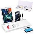 Exrp Small Glass Desktop Whiteboard Dry-Erase-Board - Computer Keyboard Stand White Board Surface Pad with Drawer, Desk Organizers with Accessories for Office, Home, School Supplies