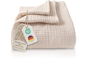 LAYNENBURG Premium muslinöverkast, 150 x 200 – 100 % bomull – extra mjuk bomullsfilt som gosig filt, överkast, sofföverkast
