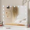 Saimeihome Hollywood Vanity Mirror with 17 Dimmable Bulbs, LED Makeup Mirror with 3 Color Modes, Smart Touch Mirror with Adjustable Brightness,Tabletop,70 x 55 cm (White)