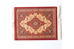 Qiantull Kreatywna podkładka pod mysz, mini orientalna podkładka pod mysz, wzór tkaniny, mała podkładka pod mysz z frędzlami, podkładka pod mysz komputerową akcesoria podstawki, 28 x 18 cm, 12