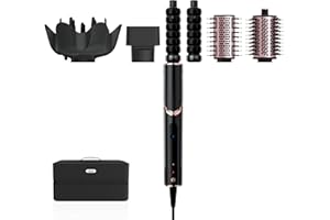 Shark FlexStyle 5-in-1 Air Styler & Hair Dryer with Auto-Wrap Curlers, Paddle Brush, Oval Brush, Concentrator, Diffuser and Storage Case, No Heat Damage, Black/Rose Gold HD446UK