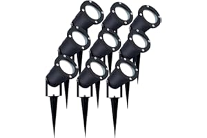 Ledvion - 9X Spots à Piquer LED, Aluminium, IP65, 5W, 6500K, 1M de Câble, Projecteurs LED, Spots de Jardin