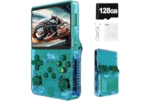 Syzplnwy R36S - Consola de juegos portátil retro con pantalla IPS de 3.5 pulgadas, batería de 3500 mAh, tarjeta TF de 128 GB, más de 20.000 juegos, sistema Linux de código abierto para adolescentes y