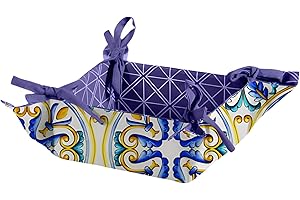 MOORG Cestino Pane in Cotone, Porta Pane da Tavola - Cestini con Diverse Fantasie, Portapane da Tavola 20x20x9 cm