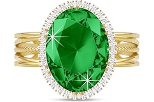 Linawe Falscher Diamant Ringe Frauen, Moissanite Damenring Modeschmuck Jewelry, Ring mit Stein Verstellbar Fingerring, Statement Ring Schmuck aus Gold/Silber