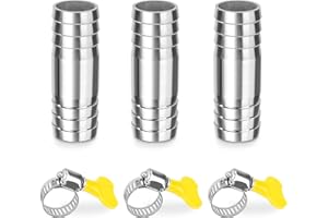 ELEGRIP Raccordo per Tubo Dritto in Acciaio Inox, 3 Pezzi 18mm Barb Raccordi Connettori per Tubi con Fascette, 2 Vie a Forma di I Raccordo Portagomma Adattatore per Tubo Acqua, Aria