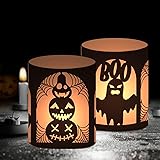 12 Windlicht Tischdeko Halloween Deko Tisch, Kürbis/Gespenst Halloween Deko Innen Outdoor Garten, Horror Halloween Deko Kinde
