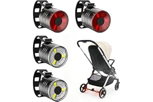 WINWJ 4 Stück Kinderwagen Licht, Universelle Kinderwagen Beleuchtung mit 3 Leuchtmodi, Wasserdicht LED licht kinderwagen, 2 Weiße Lichter & 2 Rote Lichter für Alle Kinderwagen, Kinderwagen Zubehör