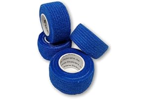 LisaCare Samoprzylepny plaster na palec – elastyczny, wodoodporny, odporny na kurz i tłuszcz – niebieski – 4 rolki po 2,5 cm x 4,5 m