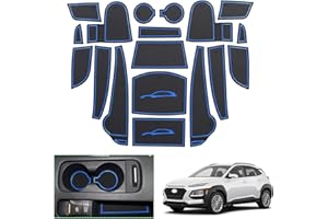 GAFAT Hyunda-i Kona/Kona Hybrid 2017-2021 Non-Slip Mats, Kona Rubber Mats for Centre Console, Cup Holder, Door Seam [Not for EV] [Not for New 2022](Blue)