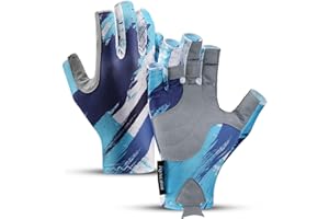KynciLOR Fishing Gloves UPF 50+ Fingerless Gloves for Women Men Sun Protection Breathable Non-slip for Kayaking Sailing Rowing