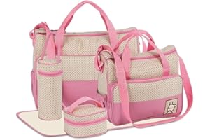 HALOVIE Set 5 kits Bolsa de Mama para Bebe Biberon Cambiador de Pañales Bolsa Hospital Maternidad Bolso Bebé para Viaje Carro Carrito Biberón Colchoneta Comida Pañal con Gran Capacidad Viaje