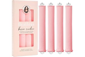 KUNOLI 4 Stück Heatless Curls Band Lockenwickler über Nacht, Locken Ohne Hitze, Hitzefreie Overnight Blowout Hair Curler, Haarwickler Haare Lockenband Locken über Nacht für Alle Haartypen (4PCS Pink, M)