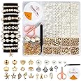 SANNIDHI® 1200pcs Pearls Beads for Bracelet Making Kit for Adults, Pearl Beads Jewellery Making Materials Kit, Bracelet Beads Set with Charms, Gold Spacer Beads for Kids Activity Girls DIY Crafts