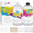 Funxim Epoxy Resin Kit, 1L/34oz Crystal Clear Epoxy Resin and Hardener, Ratio Coating Resin with Measuring Cup, Wooden Sticks, Gloves for Jewelry Making, Art
