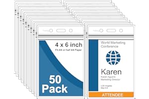 Fushing Pack de 50 plástico transparente vertical Badge titulares, nombre Tag titulares, titulares de la tarjeta (XXL)