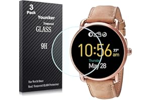 Youniker Fossil Q Wander Gen 2 Protector de pantalla de vidrio templado, Fossil Q Wander 2ª generación, protector de pantalla de vidrio de dureza 9H, 0,3 mm, antiarañazos, antihuellas, sin burbujas
