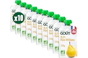 GOOD GOÛT - Gourdes Poire Williams - Purée Bébé - Dès 4 Mois - 99,9% Poire Williams - Sans Sucres Ajoutés - Fabriqué En France - 10x120g