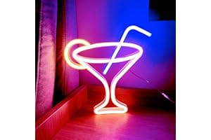 HFHUNGKEONG Cartel de neón LED para cócteles, copas de vino, luz de neón, batería y USB, doble funcionamiento para bar, bar, bar, tienda, para decoración de pared, cóctel, lámpara de noche para bar, club, cóctel,