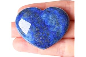 XIANNVXI 45mm Lapis Lazuli Crystal Heart Stone 1.8" Natural Lapis Lazuli Crystal Gemstone Polished Love Puff Palm Massage Stone Reiki Crystal