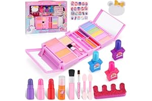 FANCYWHOOP Kids Makeup Sets for Girls: 32 Pack Washable Real Make Up Set with Cosmetic Case, Children Play Make-Up Toy Gift for Little Girl Children Age 3 4 5 6 7 8 9 10 Year Old Birthday Christmas