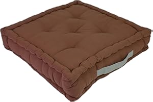Alphadeco Sitzkissen Uni aus 100% Baumwolle (170g/m2) - 45x45x10cm - Bodenkissen, Stuhlkissen, Sitzerhöhung (Deep Taupe/Braun)