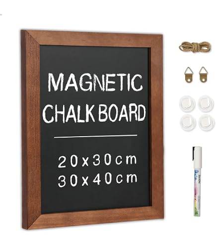 Tableau Magnétique Double Face A3 (30x40 Cm) - Noir Et Blanc Avec Cadre Bois - Pour Bureau, Enfants Ou Décoration