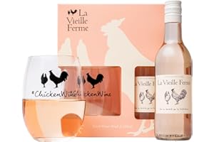 BEAMS INTERNATIONAL La Vieille Ferme Rose Wine Gift Set - Chicken Wine 187 ml Official Licensed Luxury Rosé Bottle & Elegant Tumbler Glass - Wine Gifts for Women, Birthday, Premium Alcohol Set, Ladies, Mum, Christmas
