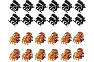 lumcov 24 Pièces Mini Pinces à Cheveux,1.5 cm Petites Pinces à Cheveux Antidérapantes en Plastique,Mini Pinces à Griffes de Cheveux,pour Filles et Femmes(Noir et Marron)