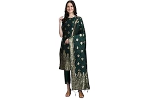VredeVogel Damen Kurta-Hose aus Baumwollseide Jacquard mit Banarasi-Seide Dupatta