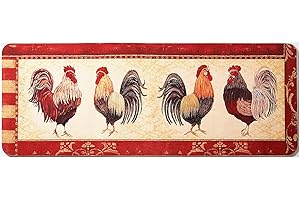 MYSMARTBUY.COM Rooster Anti Fatigue Kitchen Mat – Non Slip Padded Memory Foam Decorative Cockerel Design Runner, Reduces Back, Hip, Leg & Feet Pain & Pressure while Standing – Measures W120 x D45cm