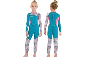 Gogokids Dziewczęcy kombinezon termiczny dla dzieci – 2,5 mm neoprenowy ochraniacz przed wysypką dla dzieci, jednoczęściowy strój kąpielowy, wszystko w jednym kombinezon, ochrona przed słońcem UV 50+