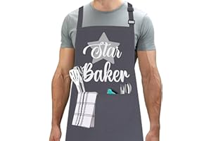 LINEN CLOSET® Baking Aprons for Women Baker Aprons for Men Funny Baking Gifts for Bakers Wife Husband Mother Daughter Adjustable Kitchen Aprons with Pockets