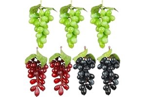 GVPOELR Uva Artificiale, 7 Pezzi Uva Plastica Decorazione, Uva di Plastica Artificiale, Viti Artificiali con uva, Artificiale Plastica Uva Decorazione, per la Decorazione del Vino, Fotografia Giardino
