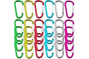Senven Professionnel 5cm Mousqueton Boucle en D, Serrure, en Aluminium, Ressort en D, Mini-Crochet ou Trousseau (Ne Convient Pas à l'Escalade!) - 30 Pcs