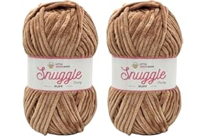 LITTLE WOOL SHOP LittleWoolShop Snuggle Puff Chunky Chenille Yarn 100g - 100% Supersoft Polyester (Walnut Whip 885, Pack of 2)