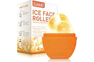 QUROMOJY Ice Roller Visage et Yeux,Massage de la glace pour les yeux réutilisable,Visage Anti Rides,Rétrécit les pores et poches,Beauté du visage,éclaircit et Raffermit la Peau (Orange)